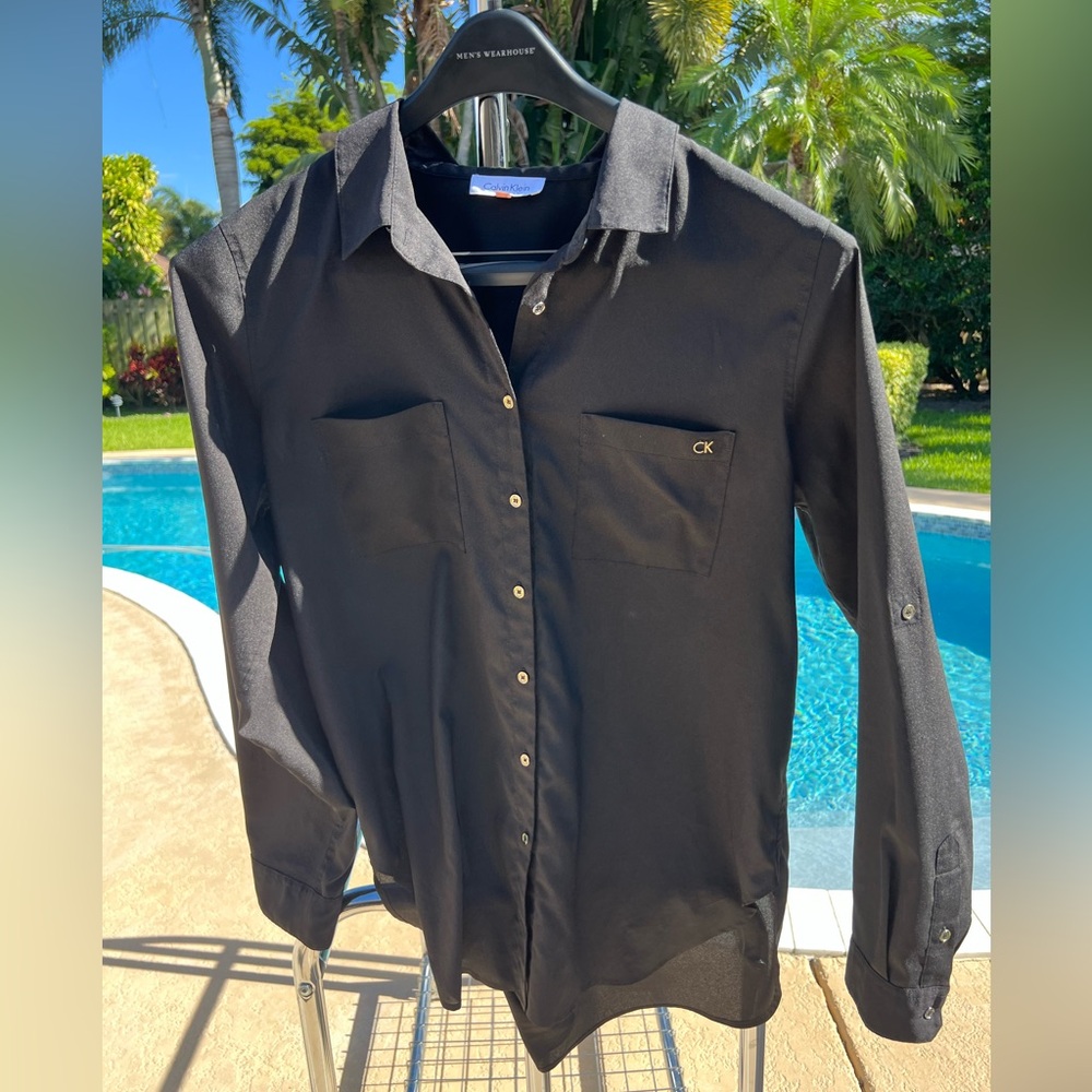 🖤 Calvin Klein Black Button Down Shirt - Women’s Size L